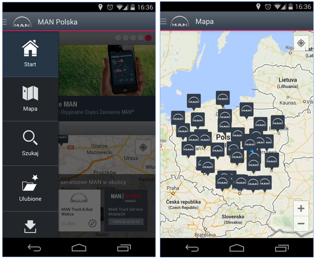 Aplikacja mobilna Serwis MAN Polska